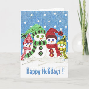 Snowmen Family Portrait Holiday Card Feiertagskarte