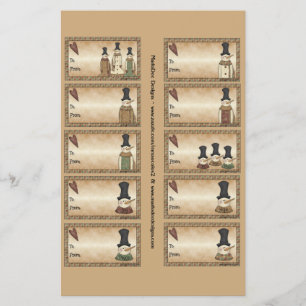 Snowmen-Geschenketiketten auf einem Blatt - 10 Des