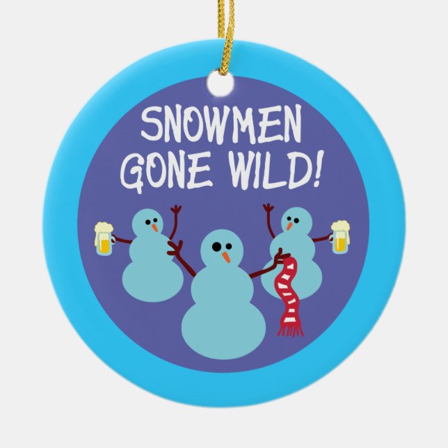Snowmen Gone Wild Keramikornament (Vorne)