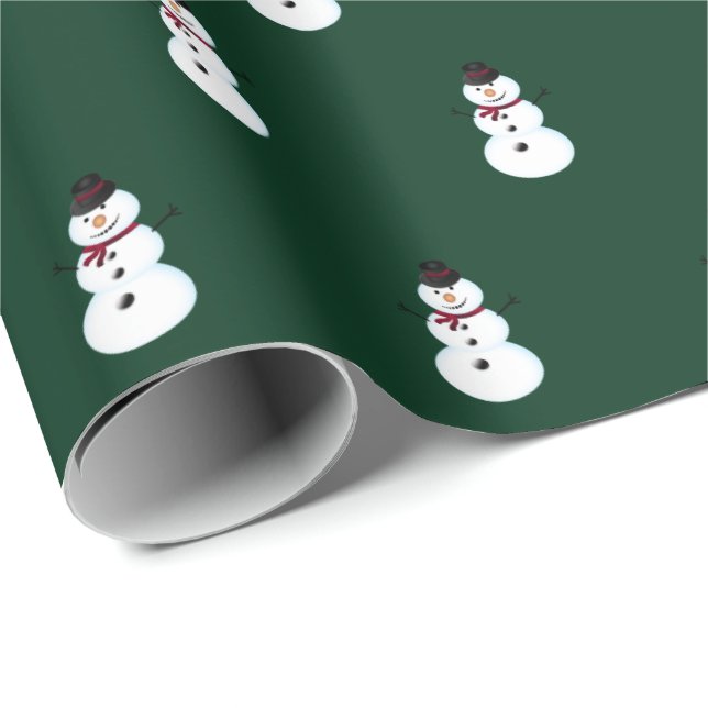 Snowmen Grüne Weihnachten Geschenkpapier (Rolleneckpunkt)