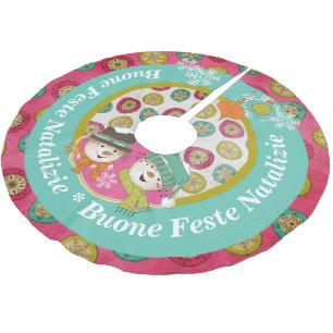 Snowmen Italienisch frohe Weihnachtsbaumrock Polyester Weihnachtsbaumdecke