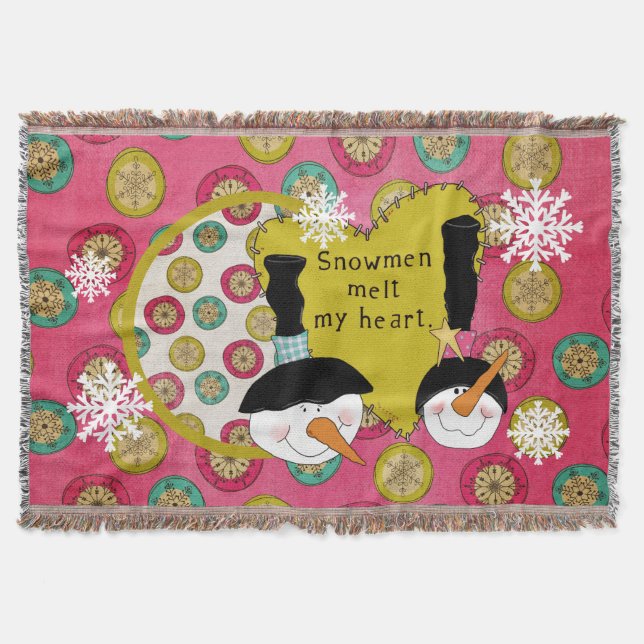 Snowmen Melt mein Herz Holiday Throw Decke (Vorderseite)