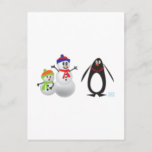 Snowmen & Penguin Postkarte