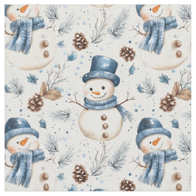 Snowmen & Pinecones Stoff (Nahaufnahme)