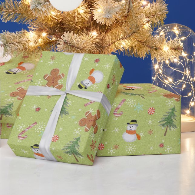 Snowmen und Candy Canes Geschenkpapier (Feiertage)