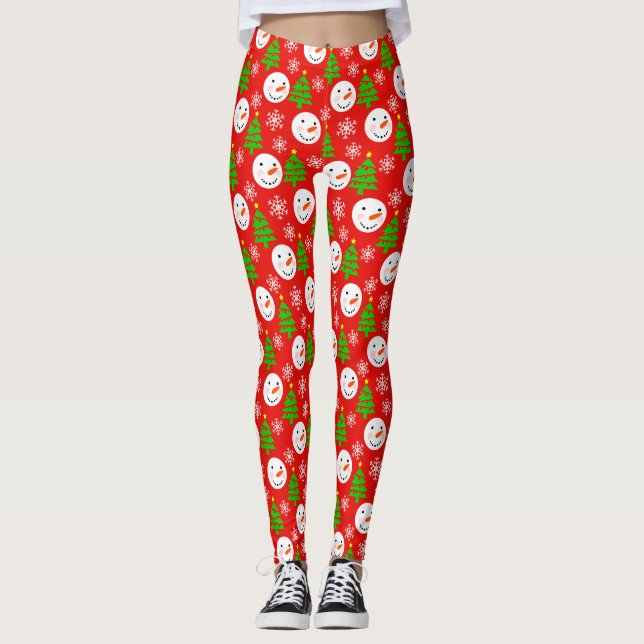 Snowmen Weihnachten Feierliches Muster Leggings (Vorderseite)