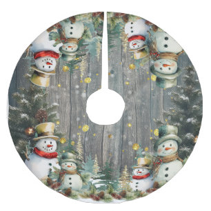 Snowmen Weihnachtsbaum-Rock: Embrace den Urlaub Polyester Weihnachtsbaumdecke