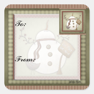 Snowmen Weihnachtsgeschenk Tag Sticker