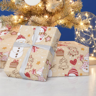Snowmen Weihnachtsschmuck Geschenke Gelbe Weihnach Geschenkpapier