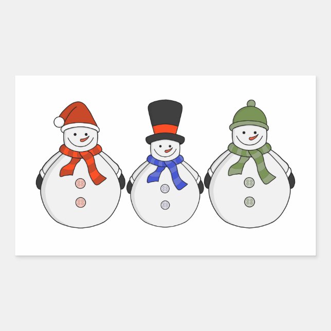Snowmen Winter kommt Rechteckiger Aufkleber (Vorderseite)