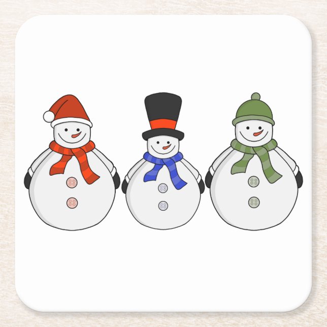 Snowmen Winter kommt Rechteckiger Pappuntersetzer (Vorderseite)