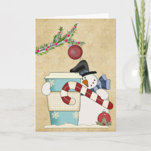 Snowmenj mit Kaffee Feiertagskarte