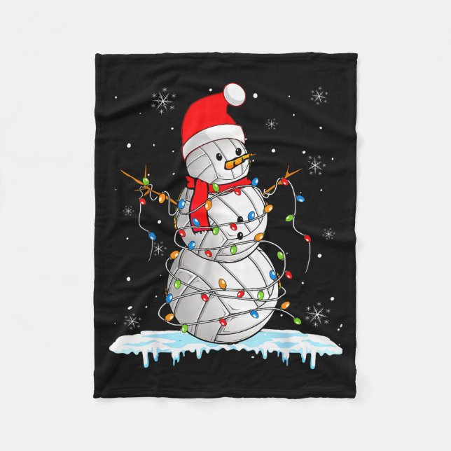 Snowmies Santa Lights Christmas Snowman Volleyball Fleecedecke (Vorderseite)