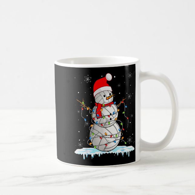 Snowmies Santa Lights Christmas Snowman Volleyball Kaffeetasse (Rechts)