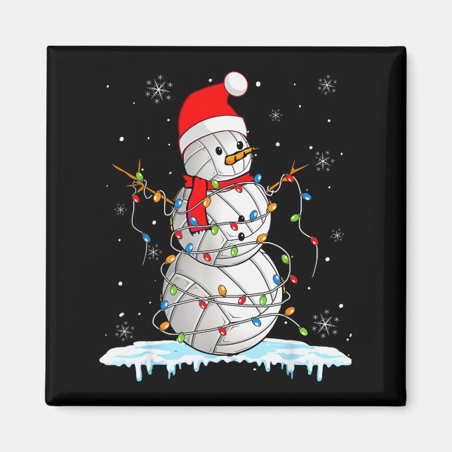 Snowmies Santa Lights Christmas Snowman Volleyball Magnet (Vorne)