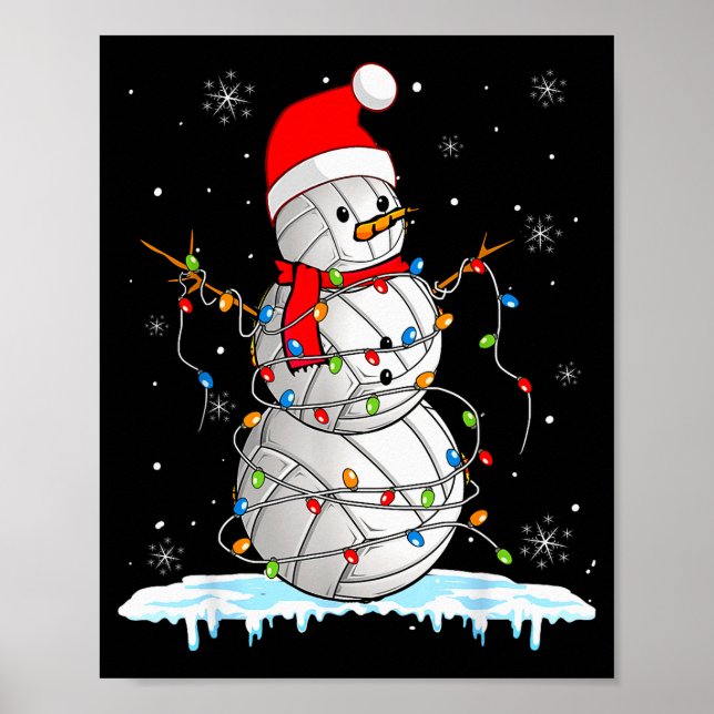 Snowmies Santa Lights Christmas Snowman Volleyball Poster (Vorne)