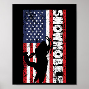 Snowmobil der amerikanischen Flagge Poster