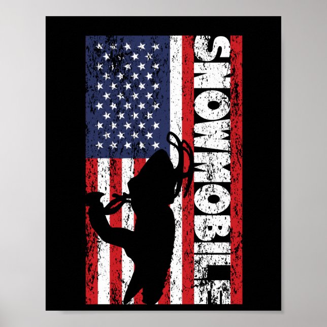 Snowmobil der amerikanischen Flagge Poster (Vorne)