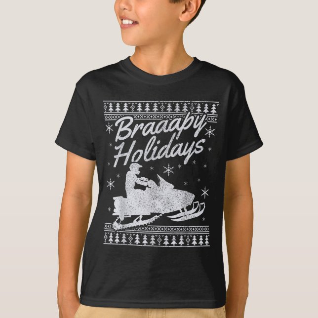Snowmobile Braapy Holidays Funny Braap Ugly Christ T-Shirt (Vorderseite)