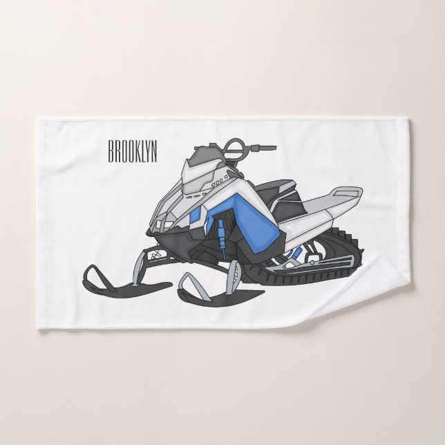 Snowmobile cartoon illustration badhandtuch set (Handtuch)