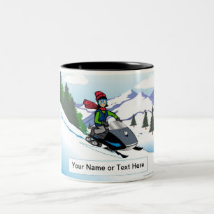 Snowmobile - Cartoon von Frauen durch PrintedPerfe Zweifarbige Tasse