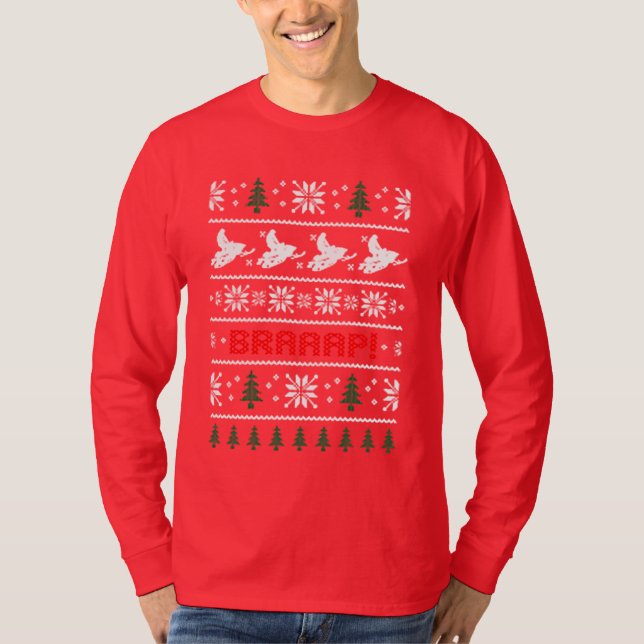 SNOWMOBILE-HÄSSLICHES WEIHNACHTSstrickjacke-MUSTER T-Shirt (Vorderseite)