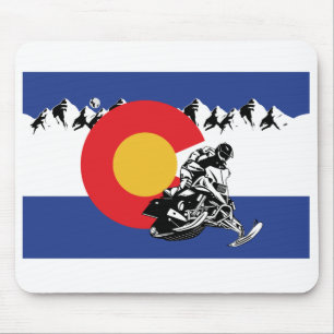 Snowmobile-in-Colorado-Flagge Mousepad