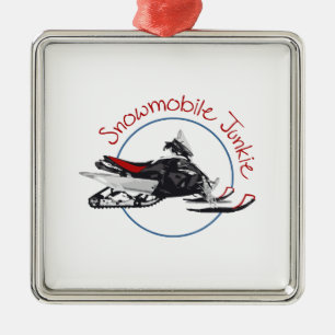 Snowmobile-Junkie Silbernes Ornament