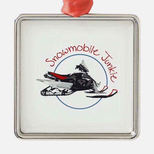 Snowmobile-Junkie Silbernes Ornament (Vorne)