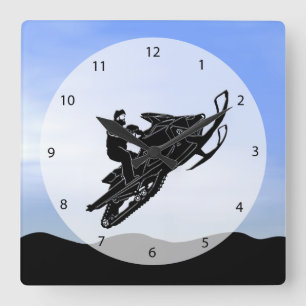 Snowmobile Quadratische Wanduhr
