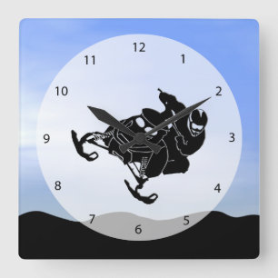 Snowmobile Quadratische Wanduhr