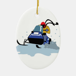 SNOWMOBILE-REITER KERAMIK ORNAMENT