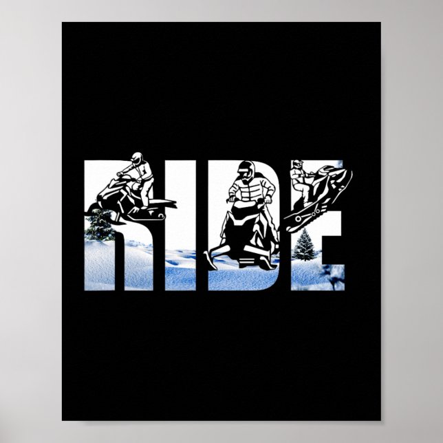 Snowmobile Ride Snowmobiling Winter Sport Skifahre Poster (Vorne)