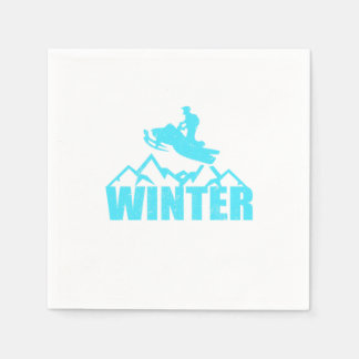 Snowmobile Silhouette Snowmobiling Rider Winter Serviette