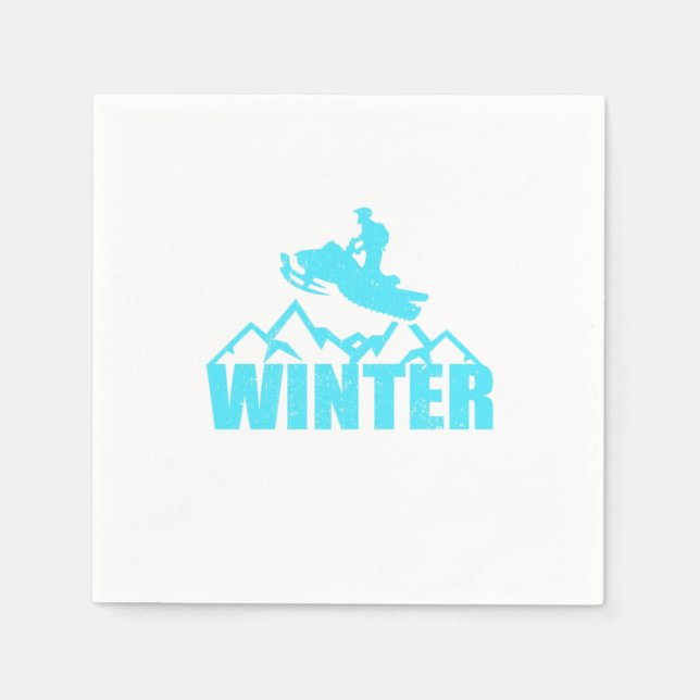 Snowmobile Silhouette Snowmobiling Rider Winter Serviette (Vorderseite)