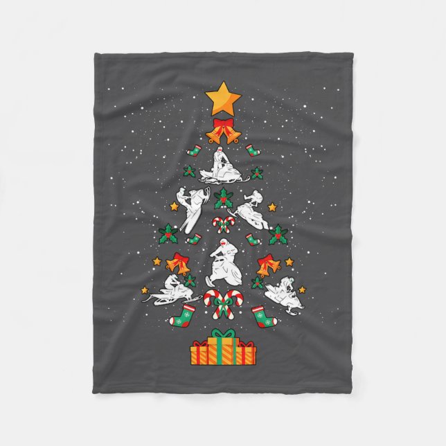 Snowmobile Snowmobiling Christmas Tree Xmas  Fleecedecke (Vorderseite)