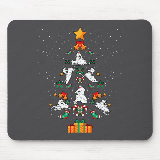 Snowmobile Snowmobiling Christmas Tree Xmas  Mousepad (Vorne)