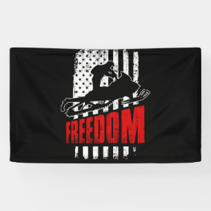 Snowmobile Snowmobiling Freedom Flag USA Banner