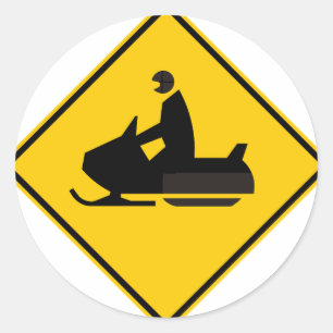 Snowmobile Traffic Highway Sign Runder Aufkleber