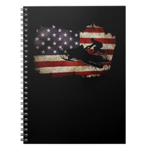 Snowmobile USA Flag Snow Sled Patriotic Notizblock