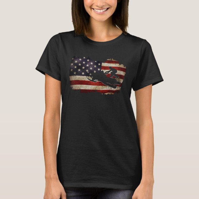 Snowmobile USA Flag Snow Sled Patriotic T-Shirt (Vorderseite)