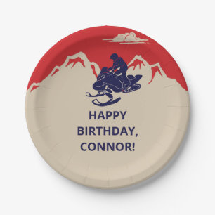 Snowmobile Winter Themenjungs Geburtstagsparty Pappteller