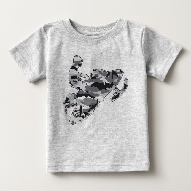 Snowmobiler in Gray Camouflage Baby T-shirt (Vorderseite)