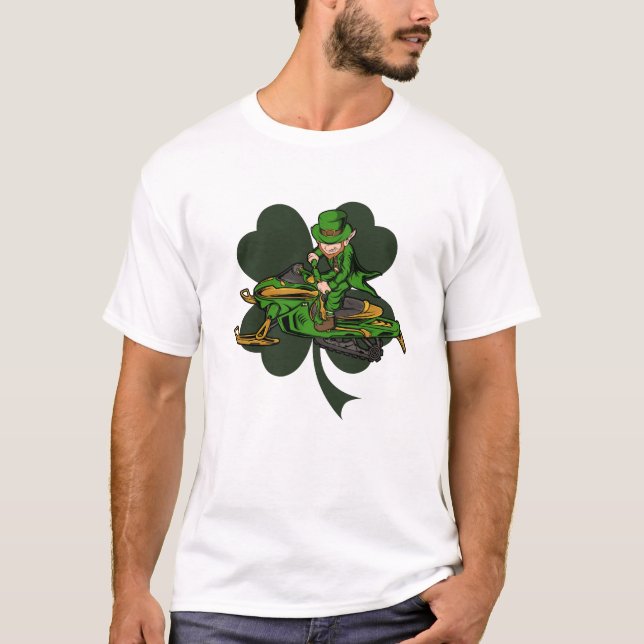 Snowmobiler Leprechaun St. Patrick's Day T-Shirt (Vorderseite)