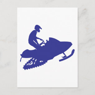 Snowmobiler/Navy Blue Sled Postkarte
