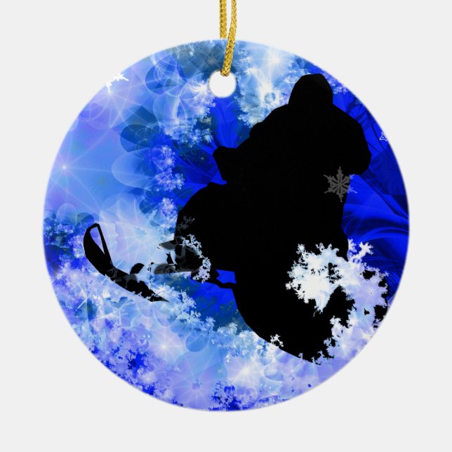 Snowmobiling in der Lawine Keramikornament (Vorne)