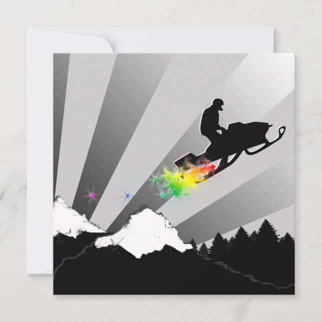 snowmobiling: Regenbogenpulverspur Einladung (Vorderseite)