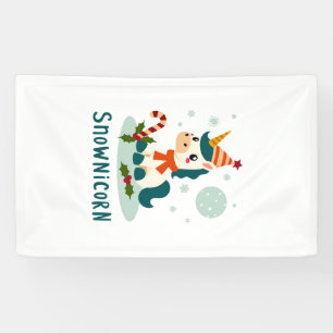 Snownicorn Süßes Einhorn Schneemann Weihnachten Mä Banner