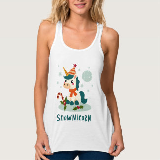 Snownicorn Süßes Einhorn Schneemann Weihnachten Mä Tank Top