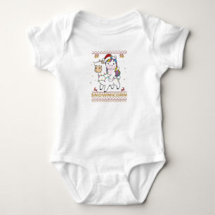 Snownicorn Unicorn Lama Weihnachts Wintertiere Baby Strampler